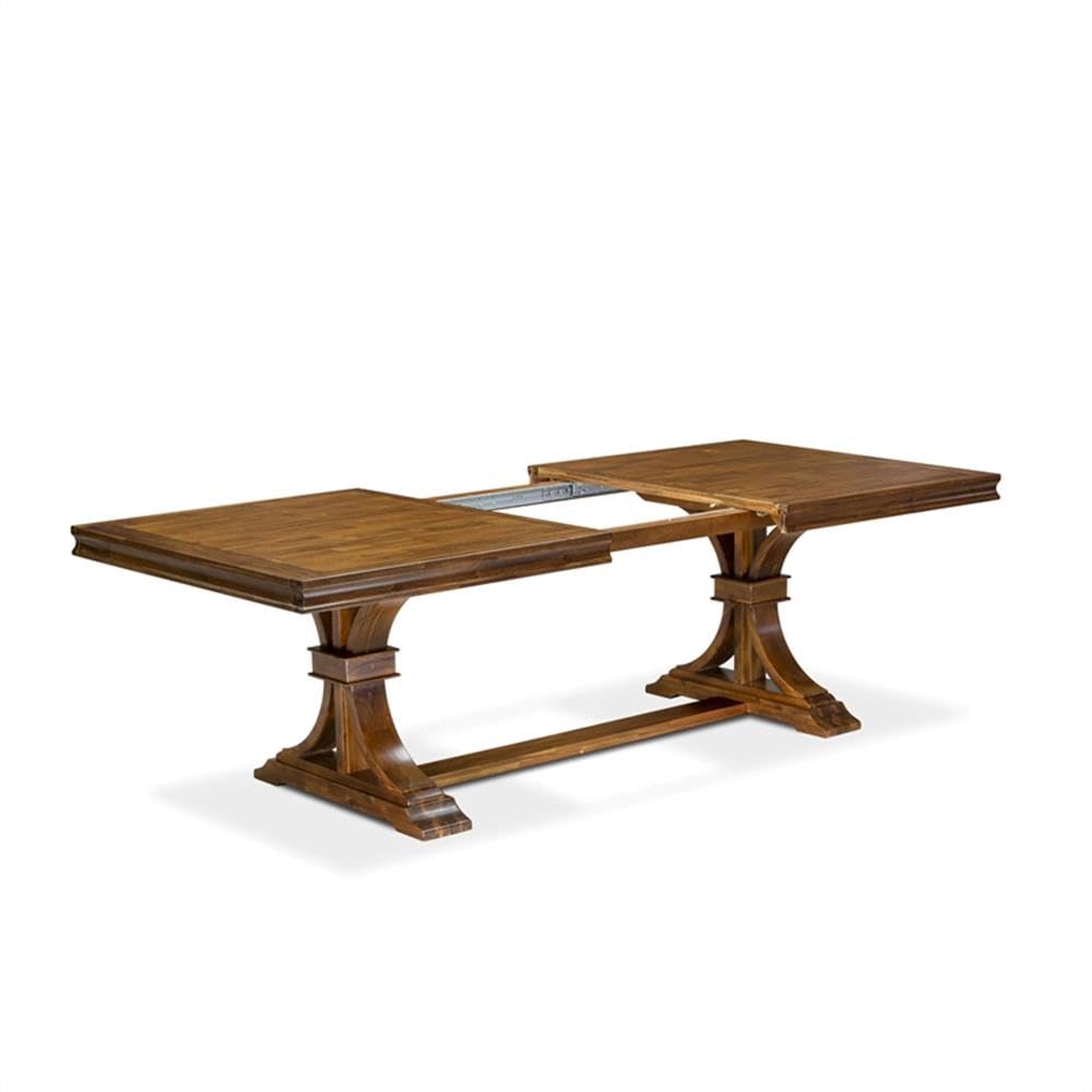 9-Piece Acacia Wood Dining Table Set with 8 Dark Grey Chairs P830307