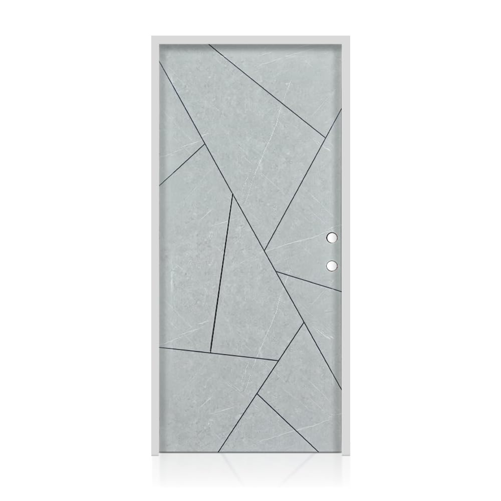 36 in. x 80 in. Gray Steel Prehung Front Door with Bore Hole P9484