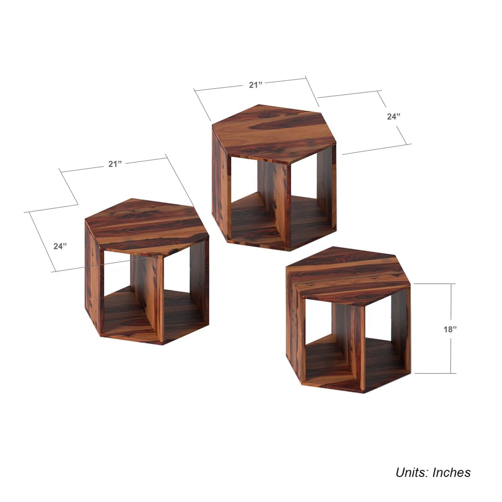 Solid Sheesham Wood Coffee Table Set of 3 K454744