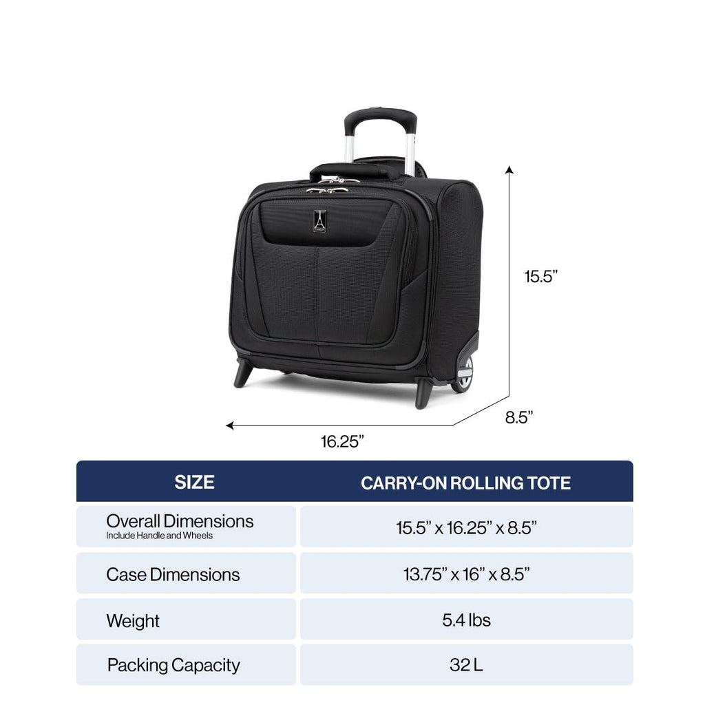 Softside Rolling Underseat Tote, Black, 14-Inch D792534