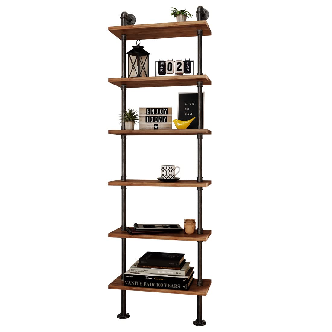 Industrial Pipe 6 Tier Bookshelf A696