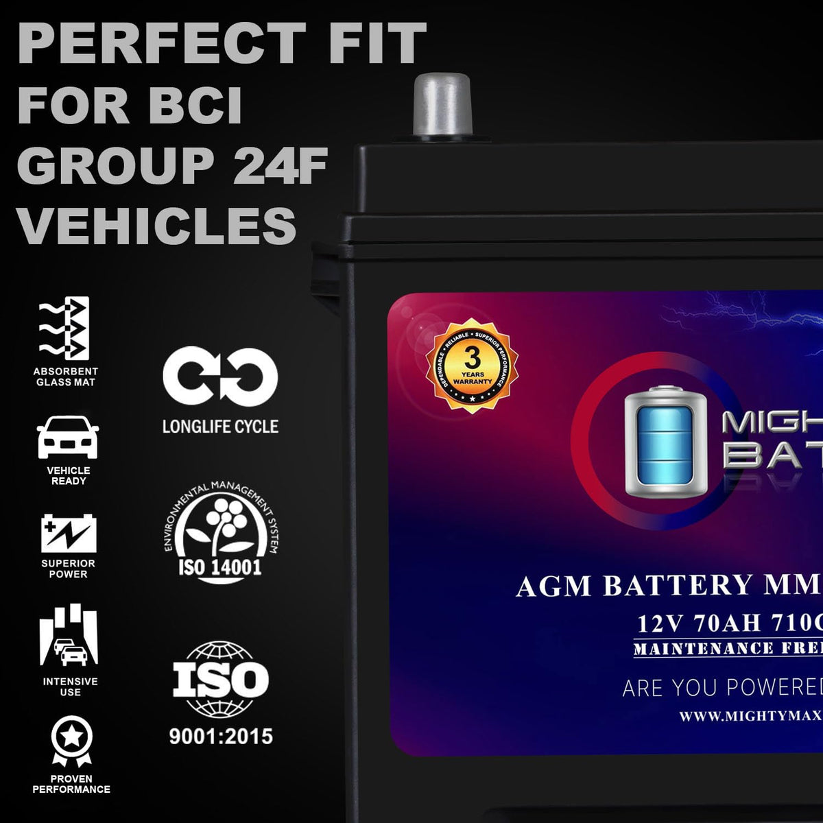 12V 70Ah AGM Replacement Battery P3910