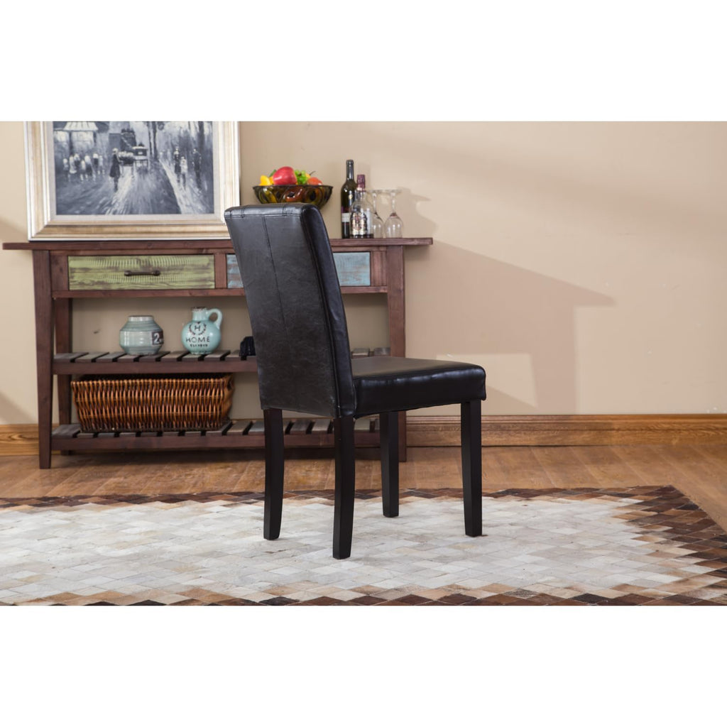 Black Faux Leather Parson Chair Set of 2 C55967