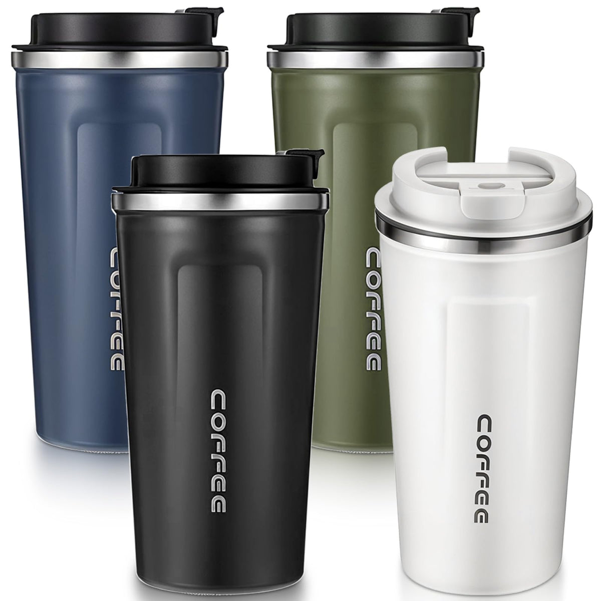 4 Pack 17oz Stainless Steel Insulated Coffee Mug with Lid P368