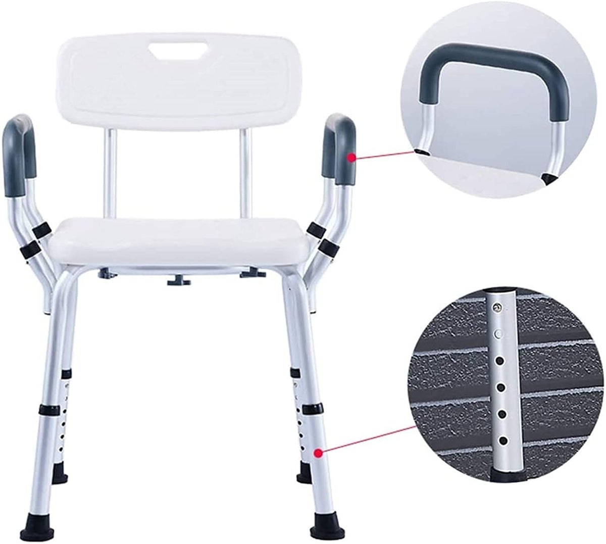 Padded Seat Transfer Bench, Bath Stools, Shower Chair with Arms and Back I795981