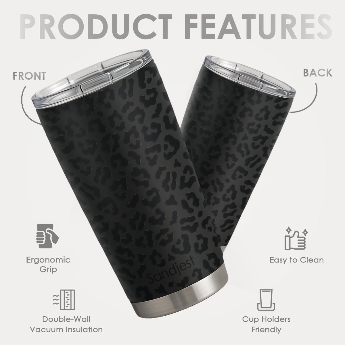 20oz Stainless Steel Insulated Leopard Print Tumbler H613248