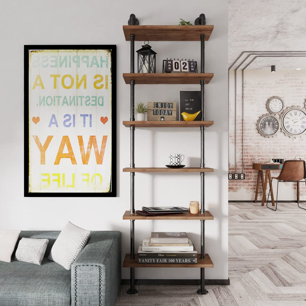 Industrial Pipe 6 Tier Bookshelf A696