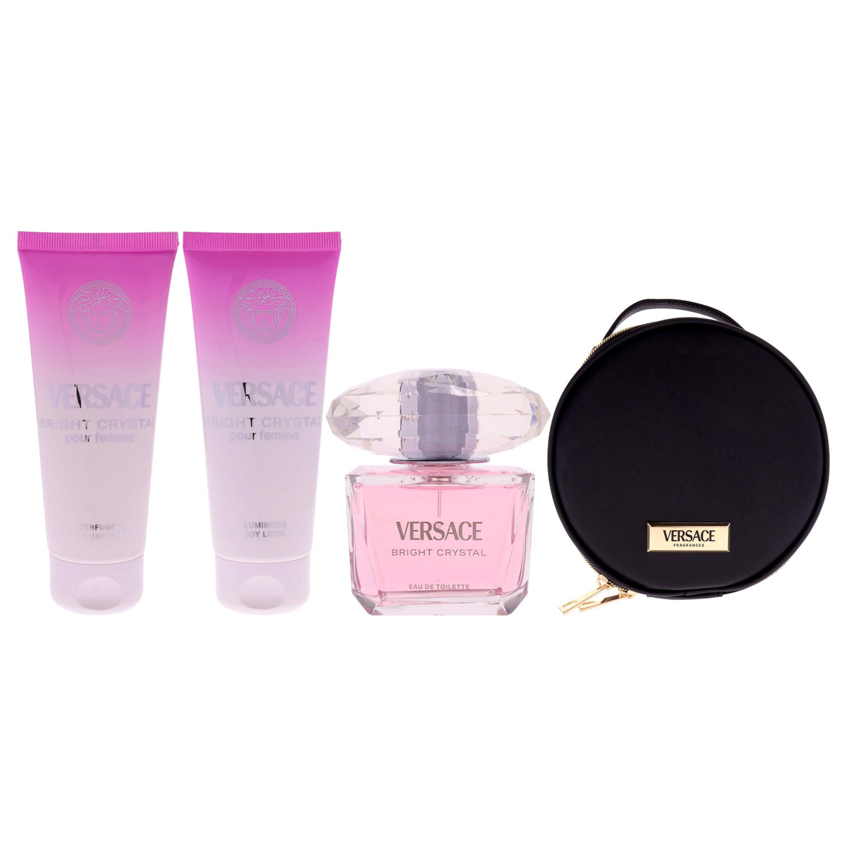 4 Pc Gift Set 3oz EDT Spray, 3.4oz Body Lotion, 3.4oz Shower Gel, Round Make Up Case U32889