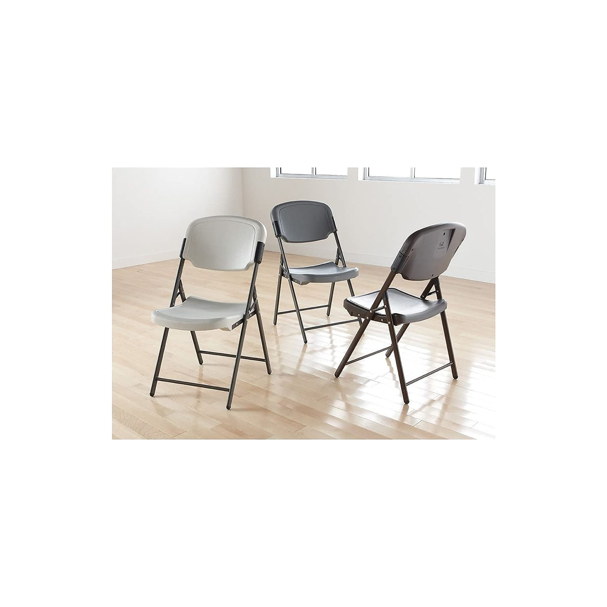 Charcoal Folding Chair with Steel Frame N175031
