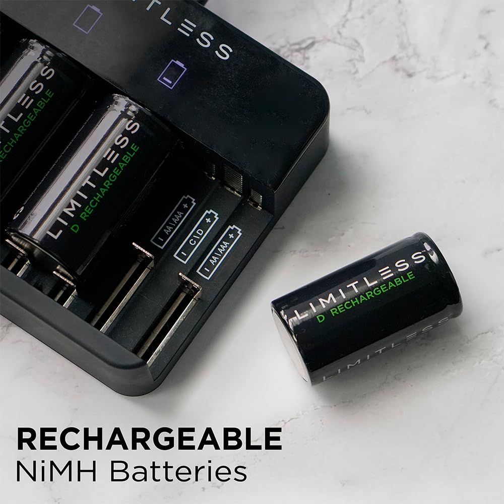 Rechargeable D Batteries 4-Pack O801