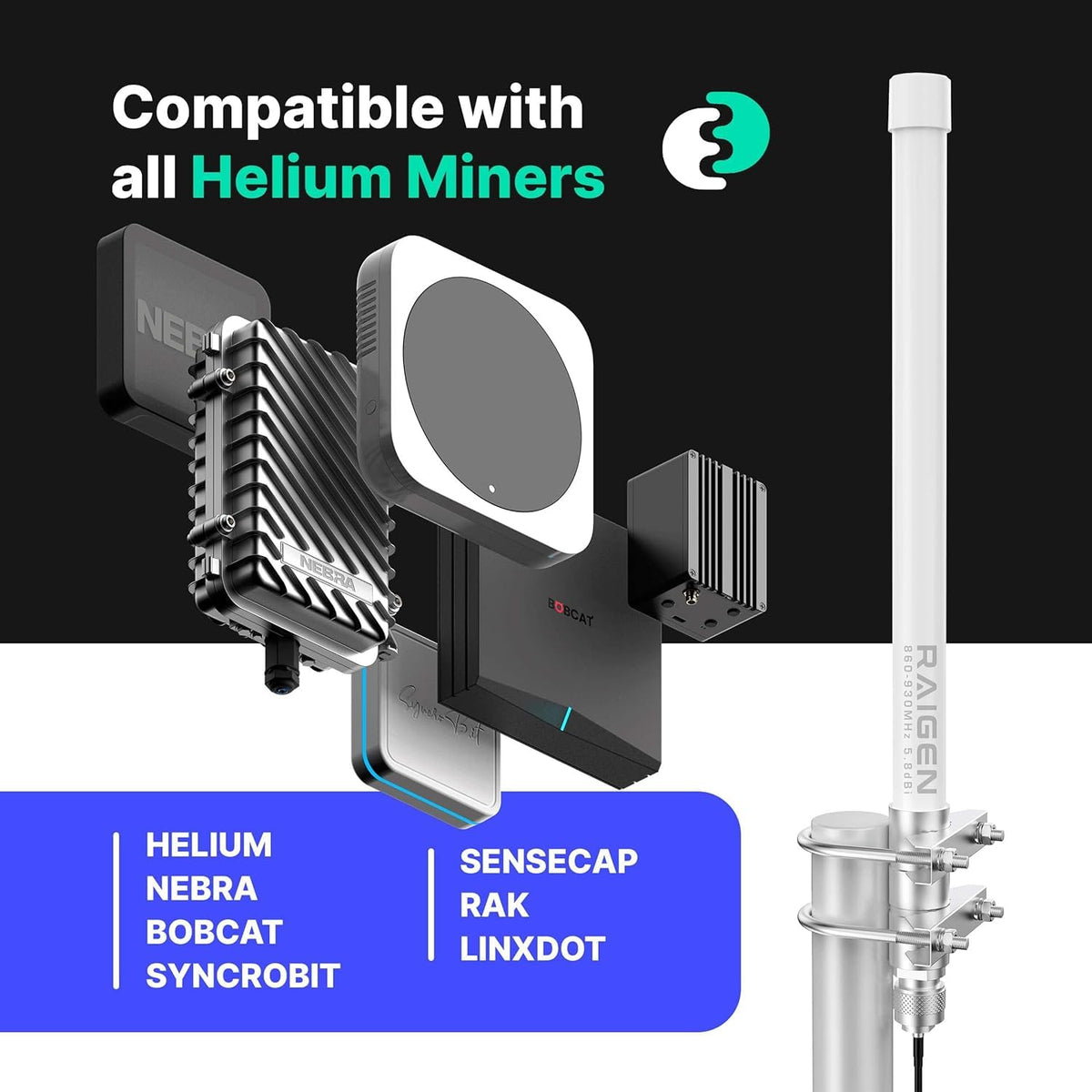 8dBi LoRa 915 MHz Indoor Omni-Directional Antenna P74038