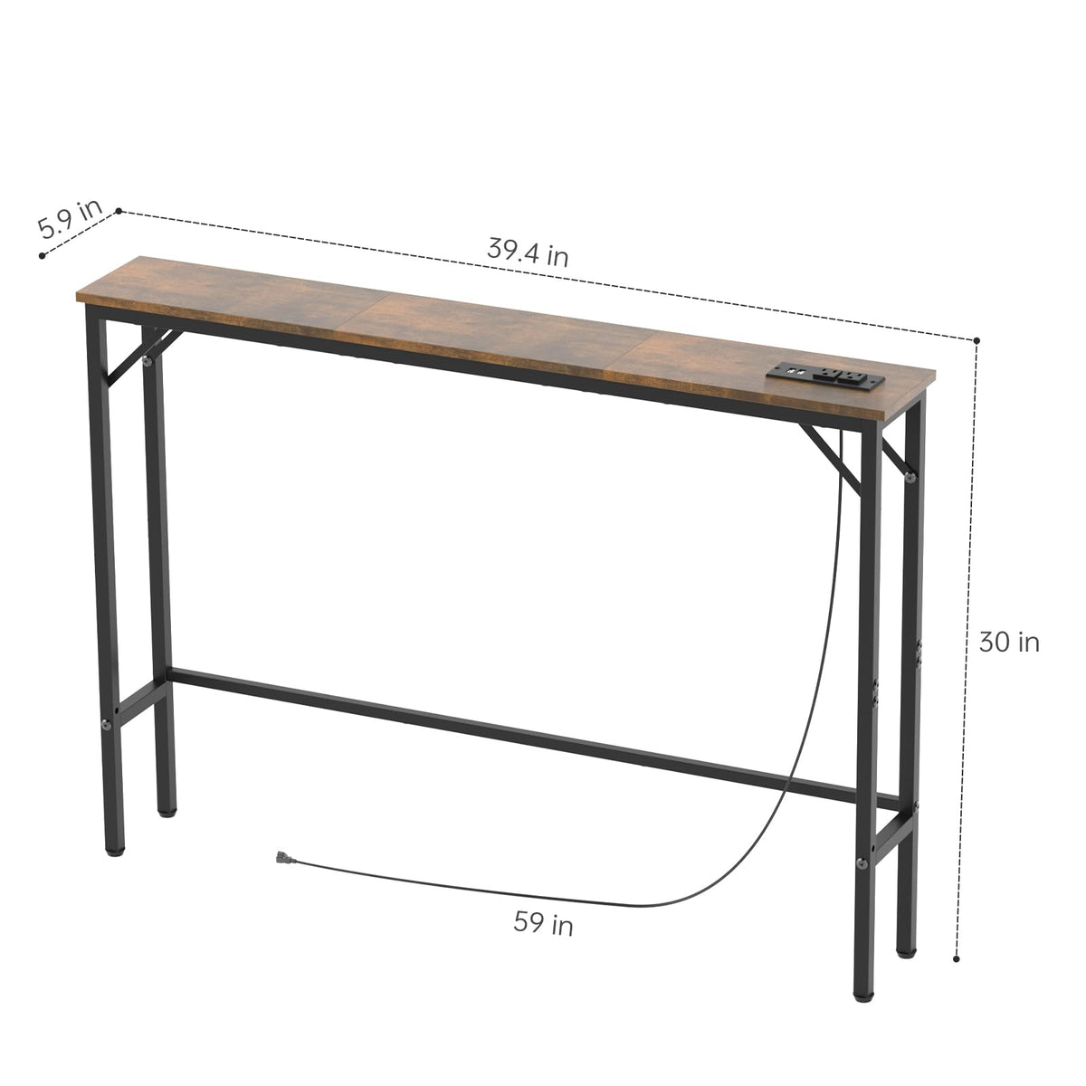 5.9" Narrow Console Table with Outlet Metal Frame A26144