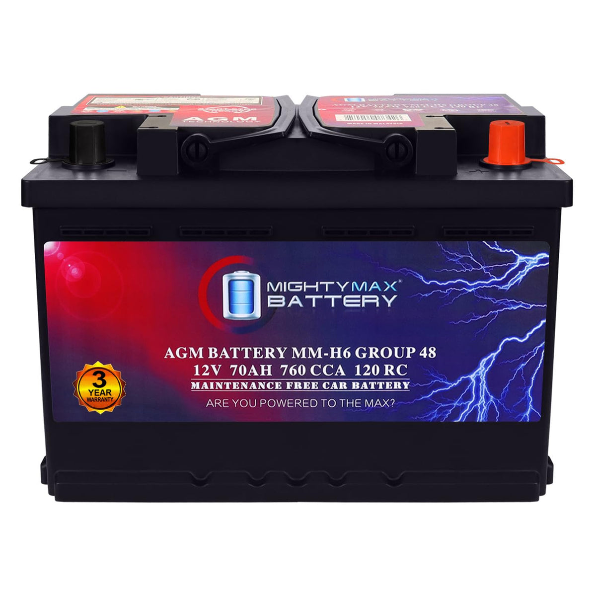 12V 70AH 760CCA Replacement Battery T24377