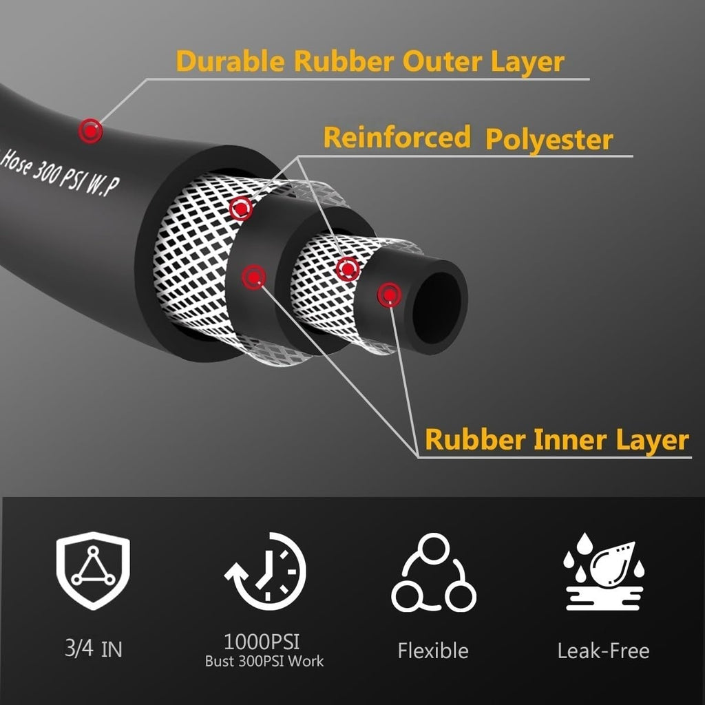 100FT Heavy Duty Rubber Garden Hose M4501