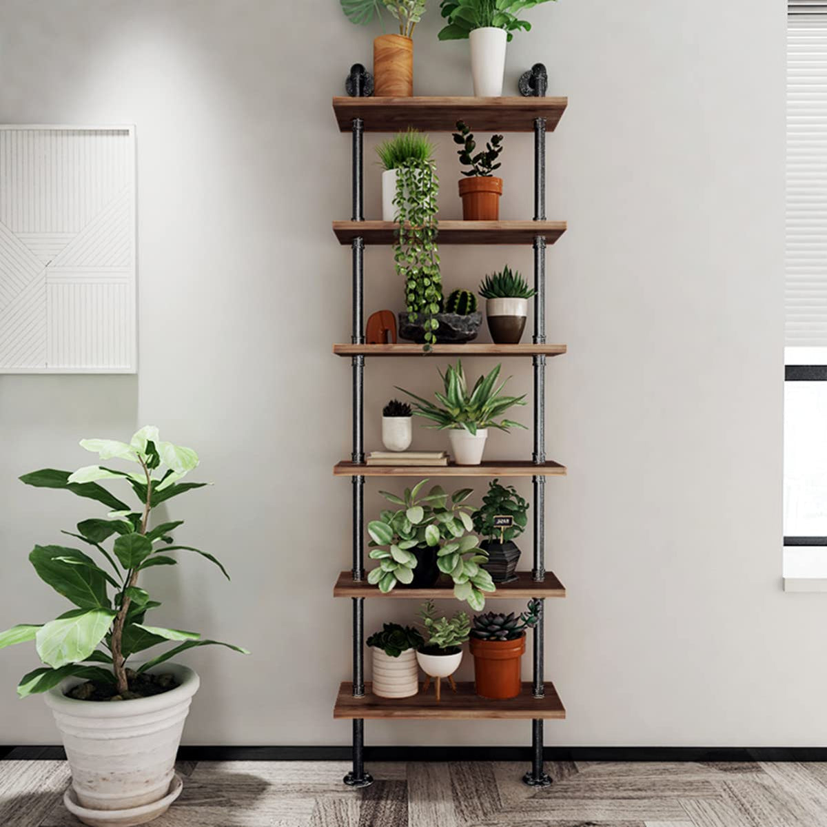 Industrial Pipe 6 Tier Bookshelf A696