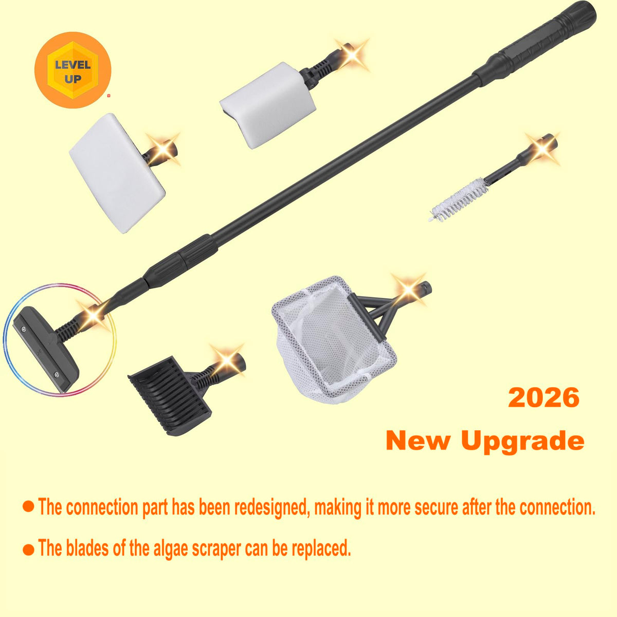 9IN1 Aquarium Cleaning Tools Long Handle Algae Scraper E432