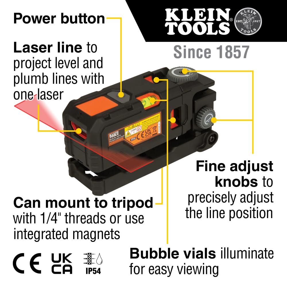 Magnetic Pocket Laser Level with 3 Bubble Vials I65044