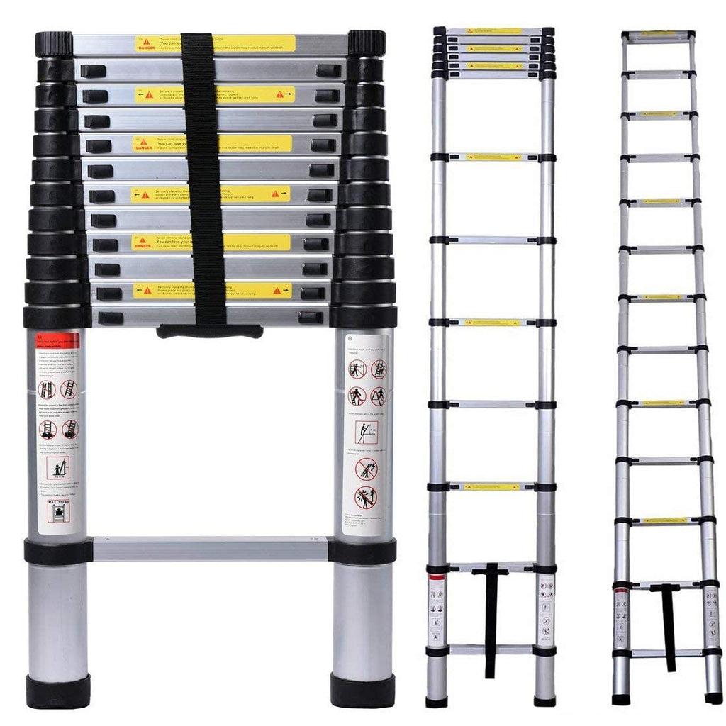 Aluminum Telescoping Extension Ladder 330LB Gray D882236