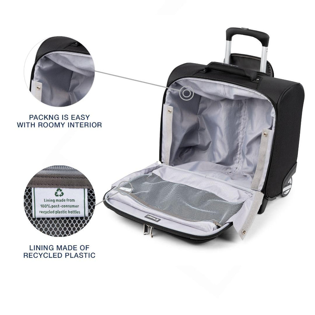 Softside Rolling Underseat Tote, Black, 14-Inch D792534