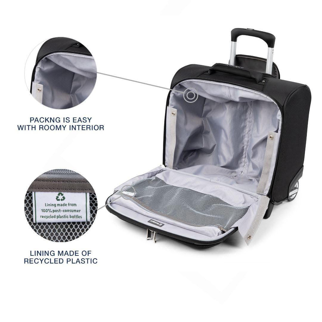 Softside Rolling Underseat Tote, Black, 14-Inch D792534