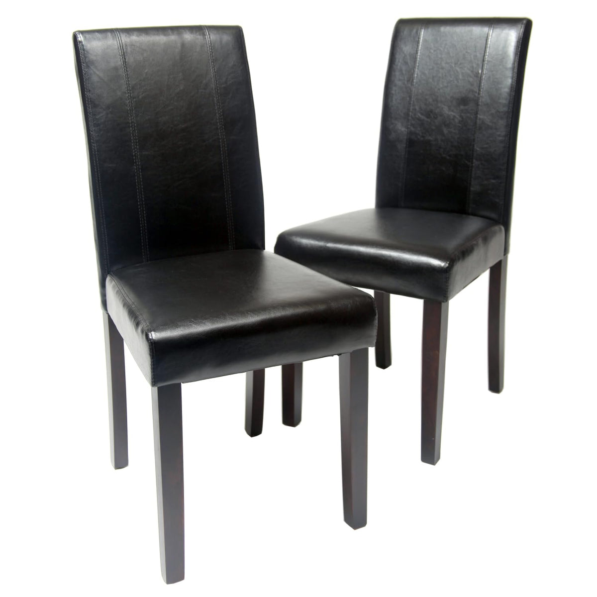 Black Faux Leather Parson Chair Set of 2 C55967