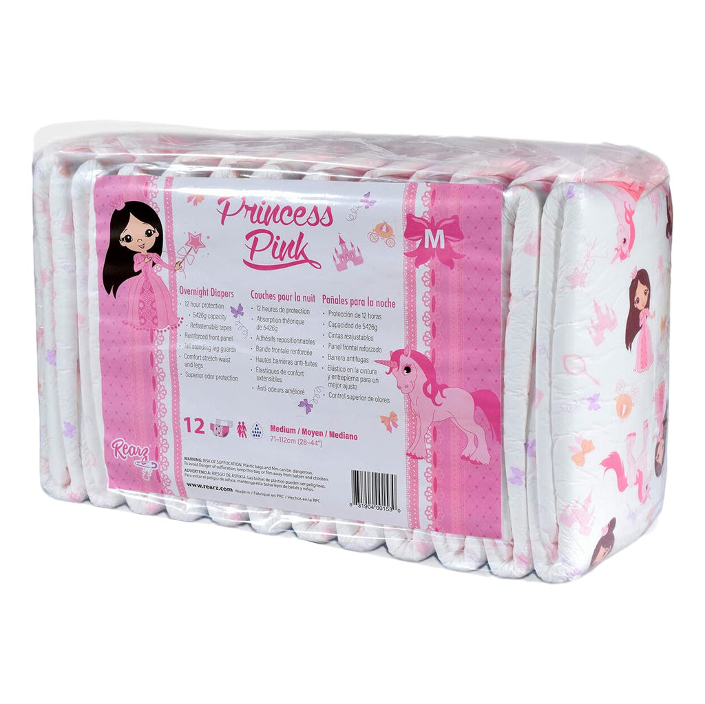 Princess Pink Overnight Adult Diapers 12 Pack Large N1814