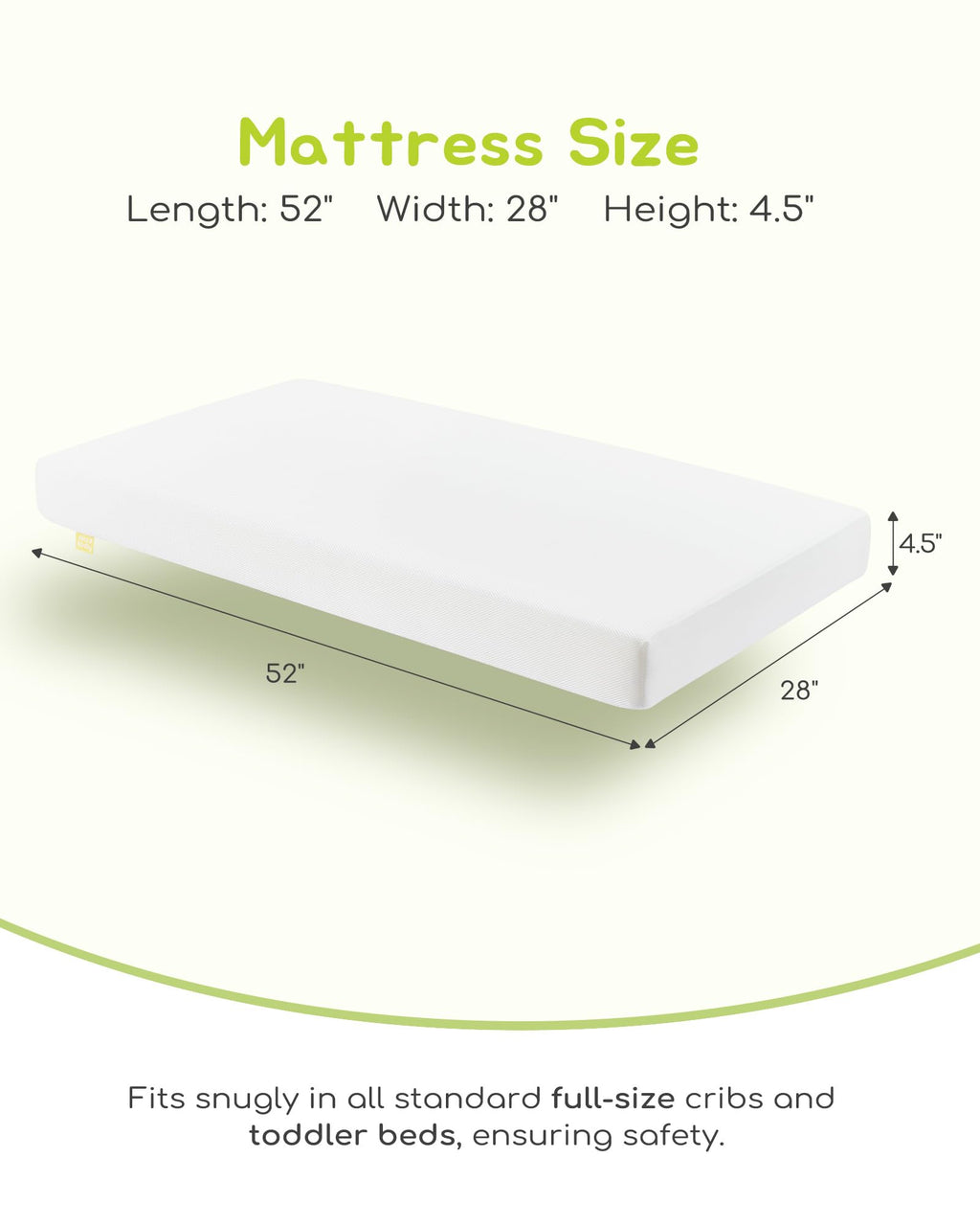Breathable Standard Full Size Crib Mattress with Waterproof Machine Washable Cover A453