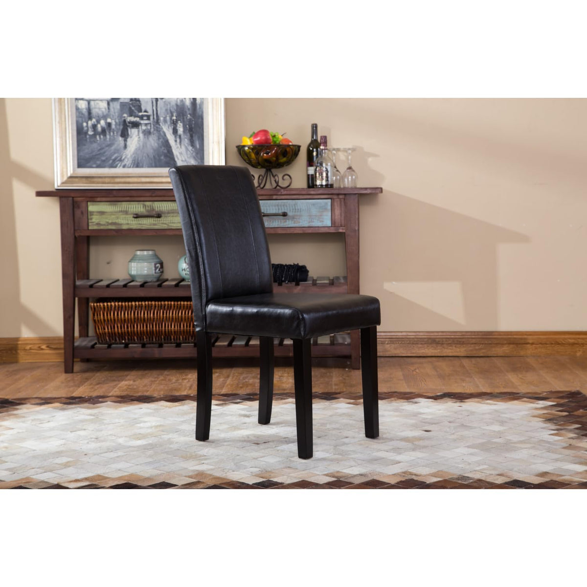 Black Faux Leather Parson Chair Set of 2 C55967