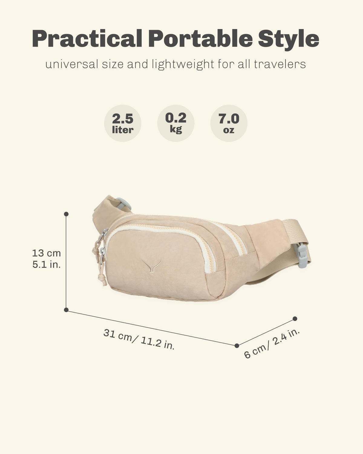 Rolling Backpack with Wheels 43L with Waist Pack Beige C76662