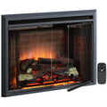 Black Electric Fireplace Insert with Glass Door and Mesh Screen, 750/1500W E286678
