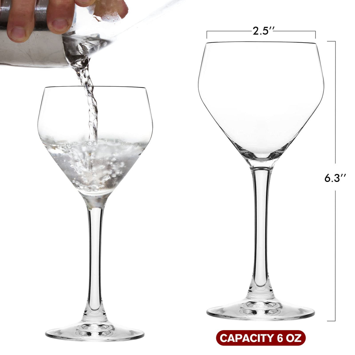 Hand Blown Crystal Cocktail Glasses Set of 4 W9997