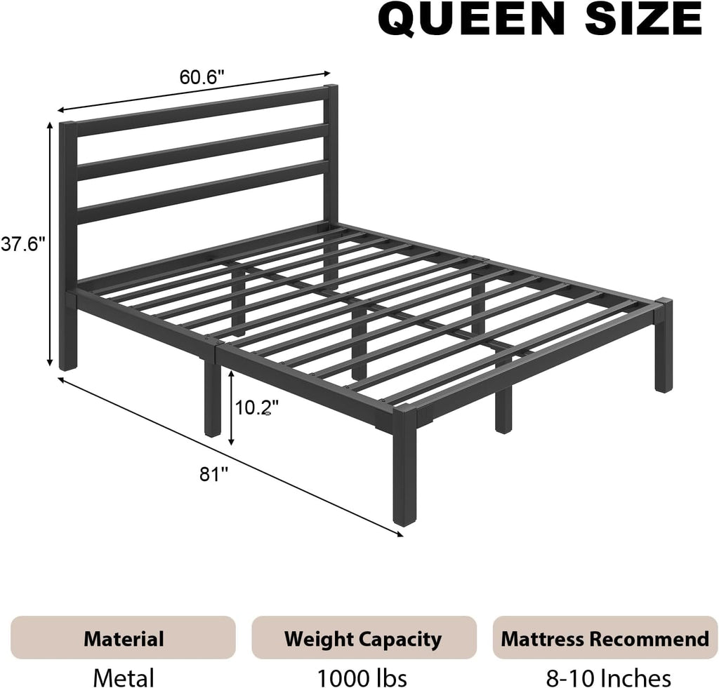 Queen Metal Platform Bed Frame with Headboard Z97100