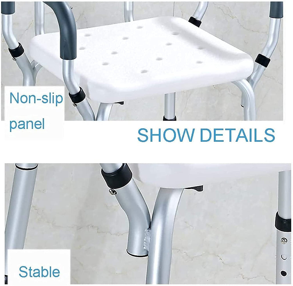 Padded Seat Transfer Bench, Bath Stools, Shower Chair with Arms and Back I795981