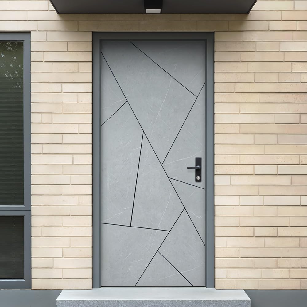 36 in. x 80 in. Gray Steel Prehung Front Door with Bore Hole P9484