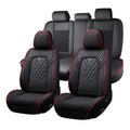 Black-Red Leather Car Seat Covers Full Set B368