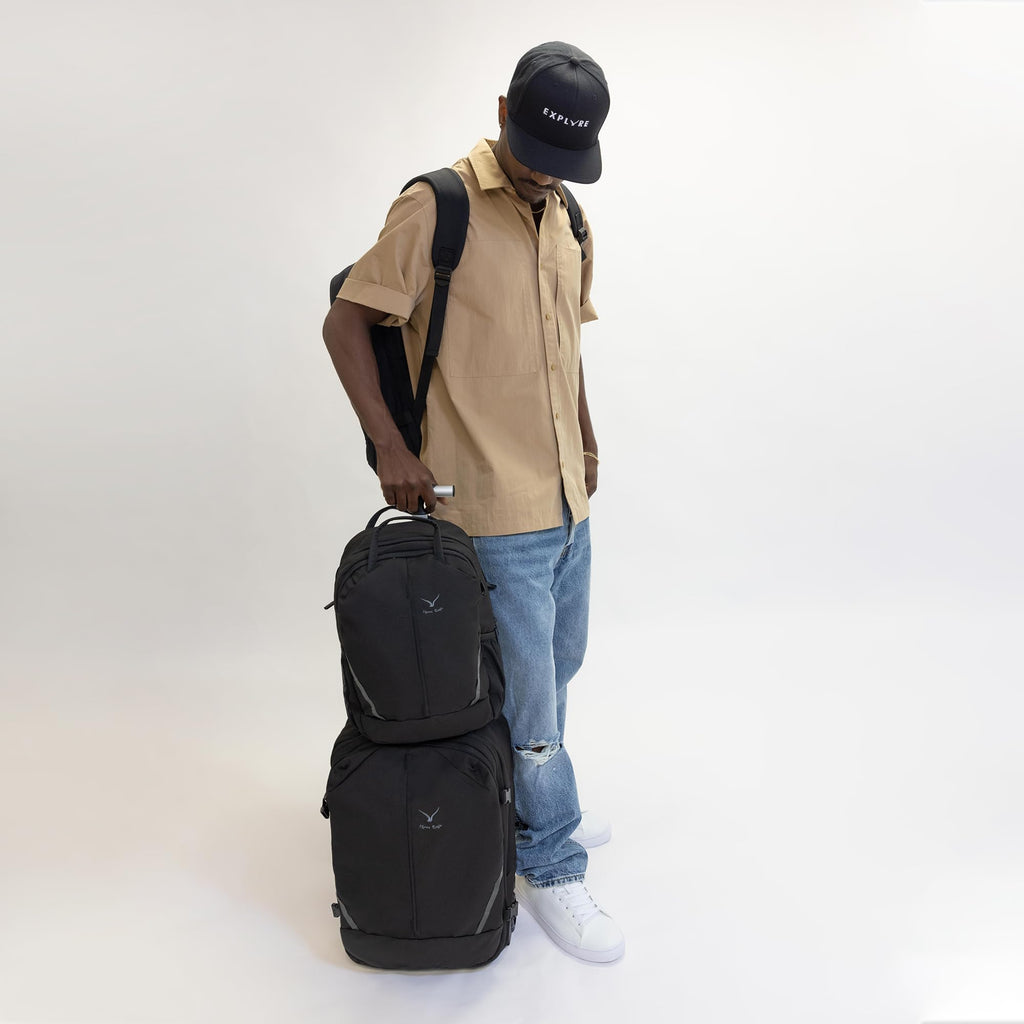Rolling Backpack with Wheels 43L with Waist Pack Beige C76662