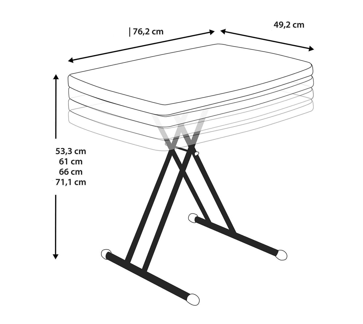 Adjustable Folding Laptop Table TV Tray, 30 Inch, White Granite P143122