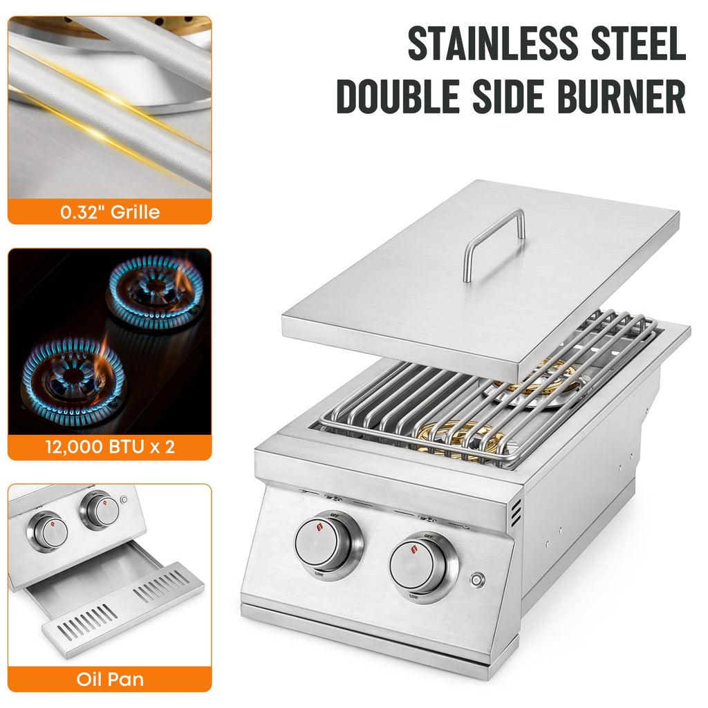 24,000BTU Liquid Propane Double Side Burner I386778