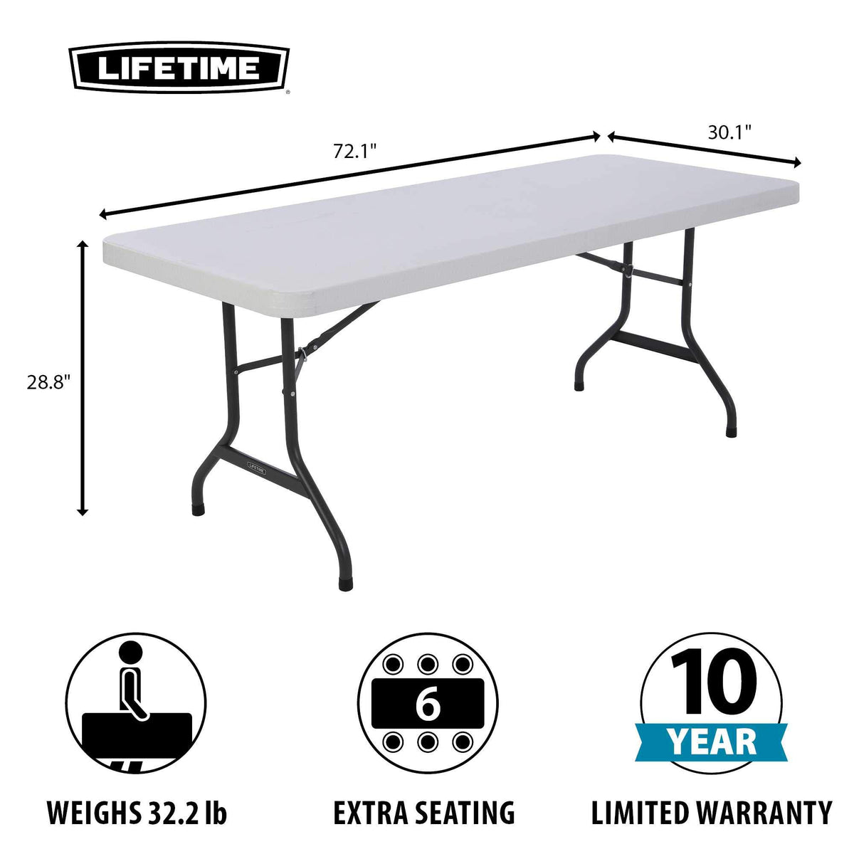 White 6 Feet Folding Utility Table Pack of 4 P1332