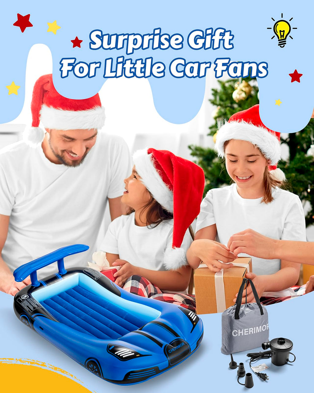 Inflatable Toddler Travel Bed with Safety Bumpers & Auto Pump Z45635