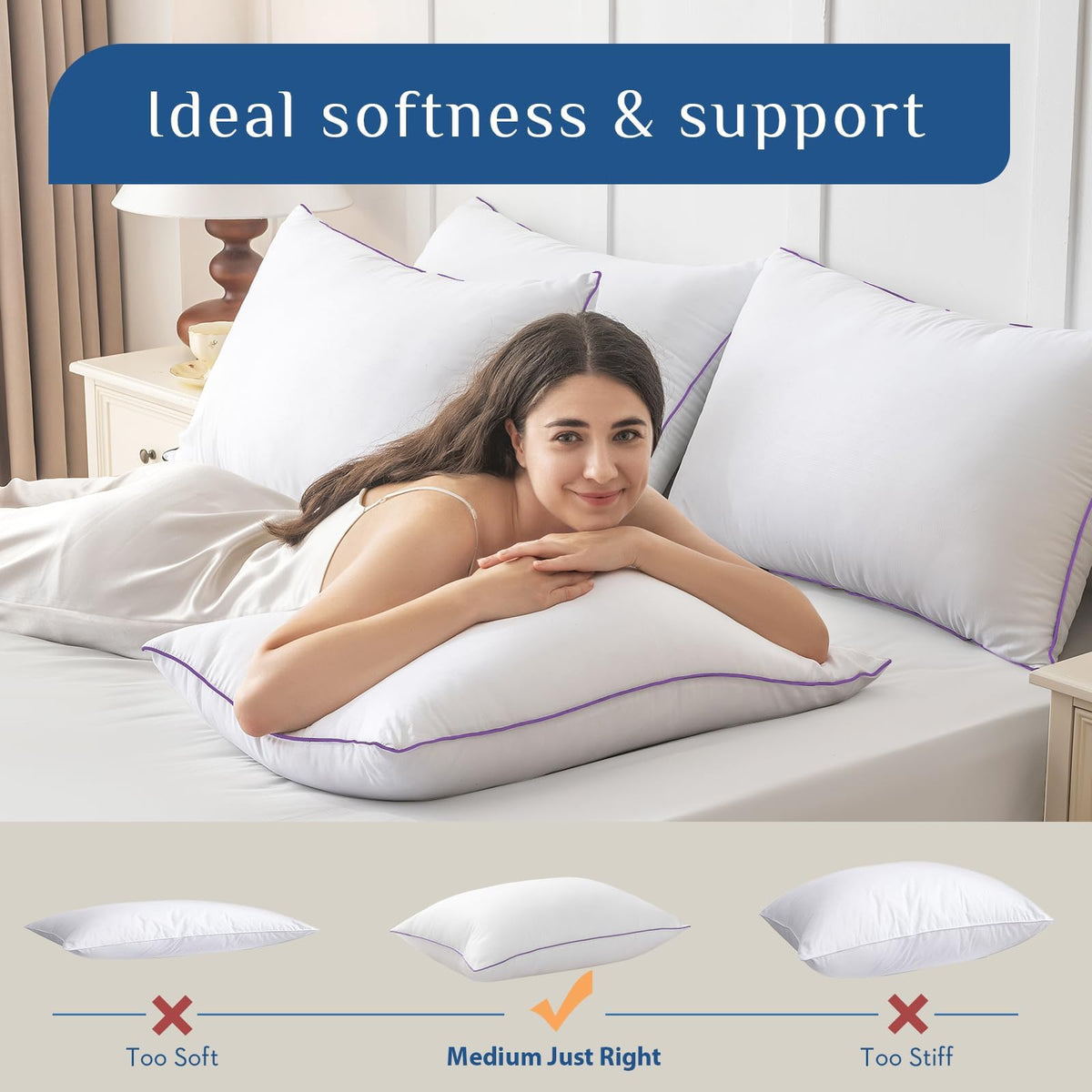 King Size Set of 2 Down Alternative Bed Pillows R104