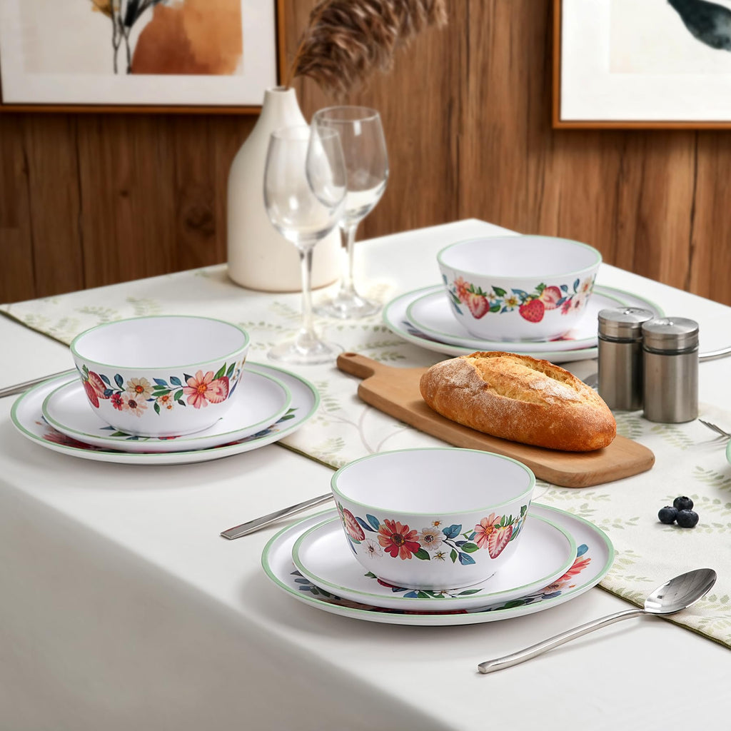12-Piece Strawberry Melamine Dinnerware Set C56364