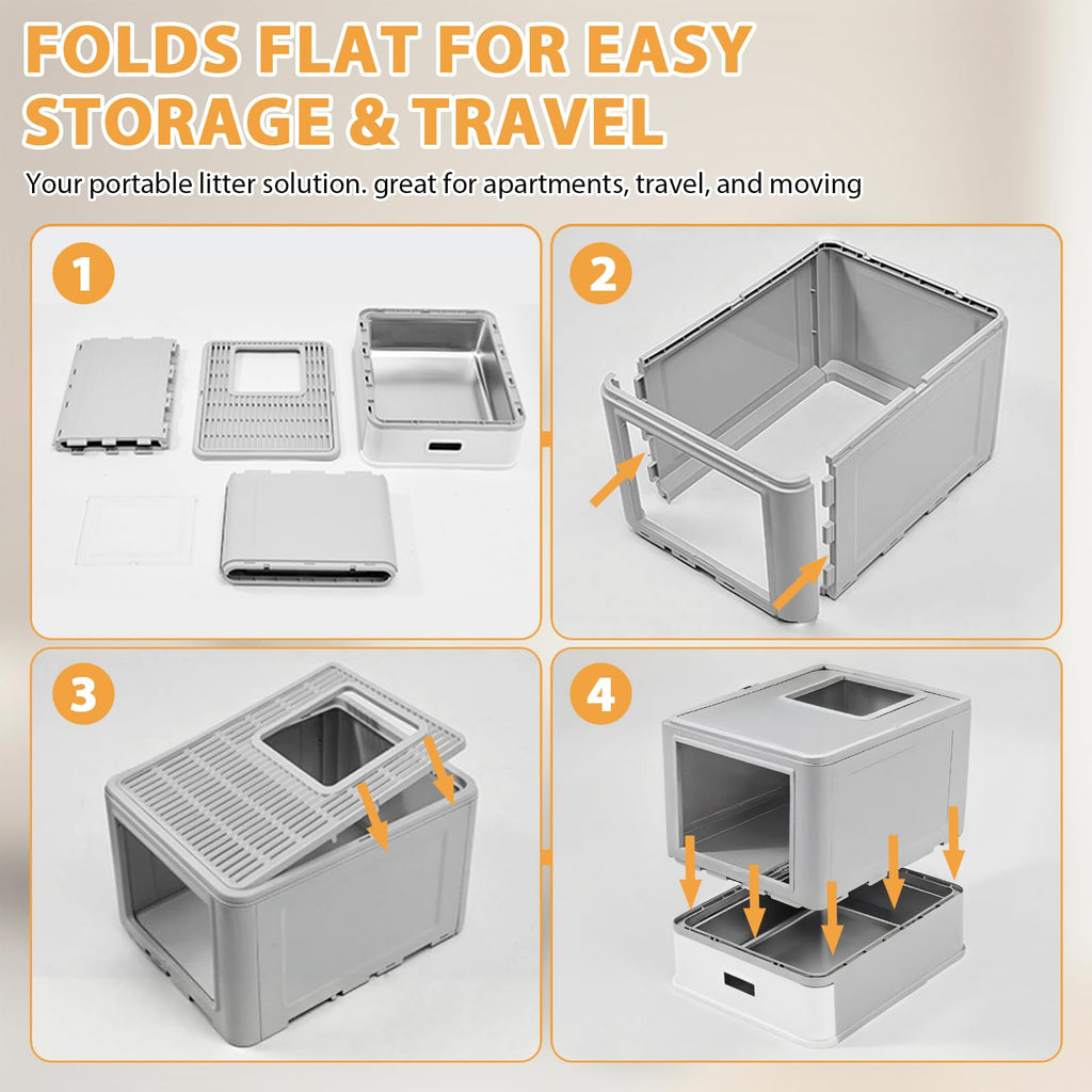 XL Stainless Steel Cat Litter Box with Drawer H53765