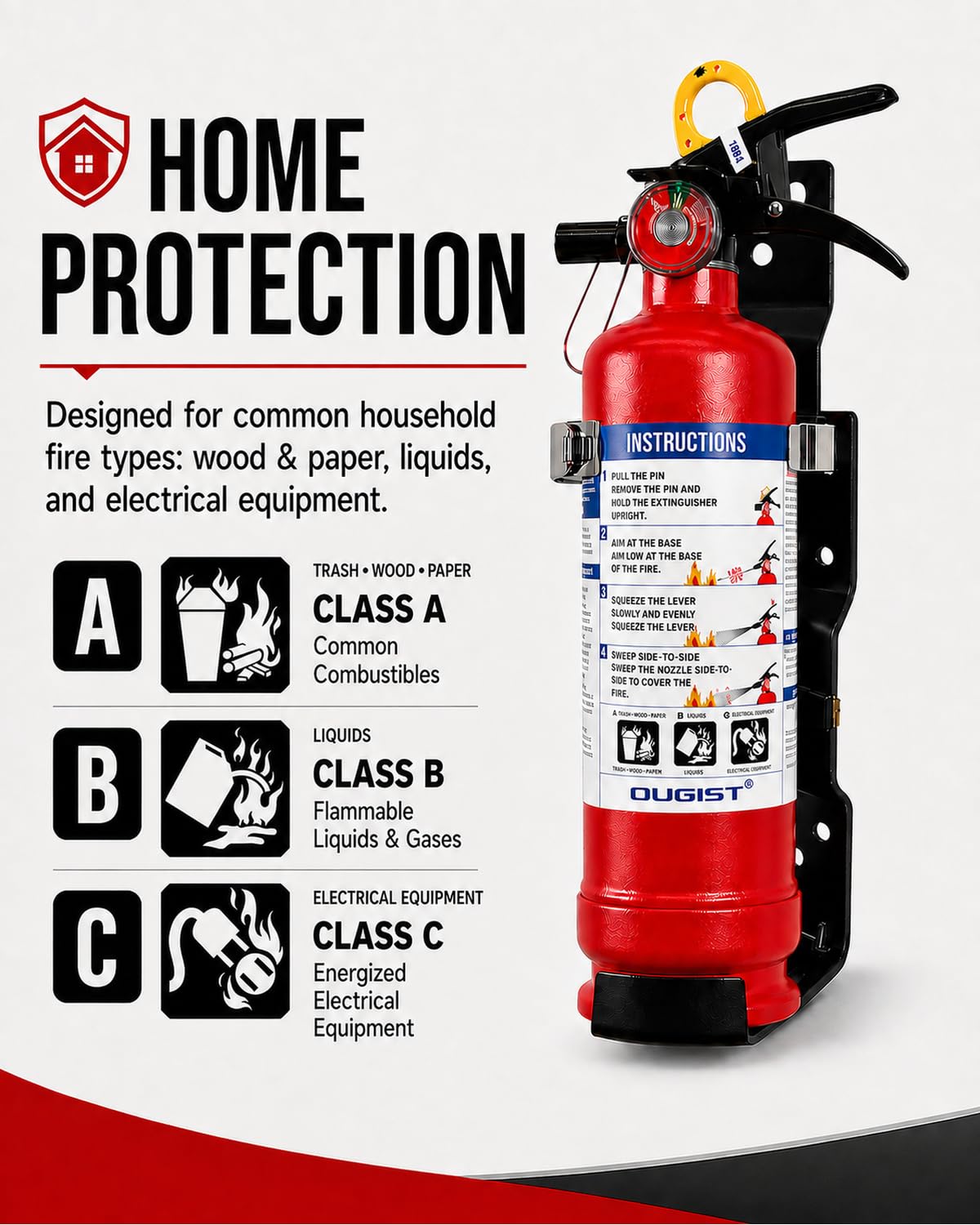 2.5 lb ABC Dry Chemical Fire Extinguisher with Wall Mount Z1069