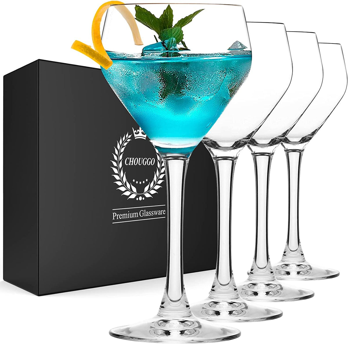 Hand Blown Crystal Cocktail Glasses Set of 4 W9997