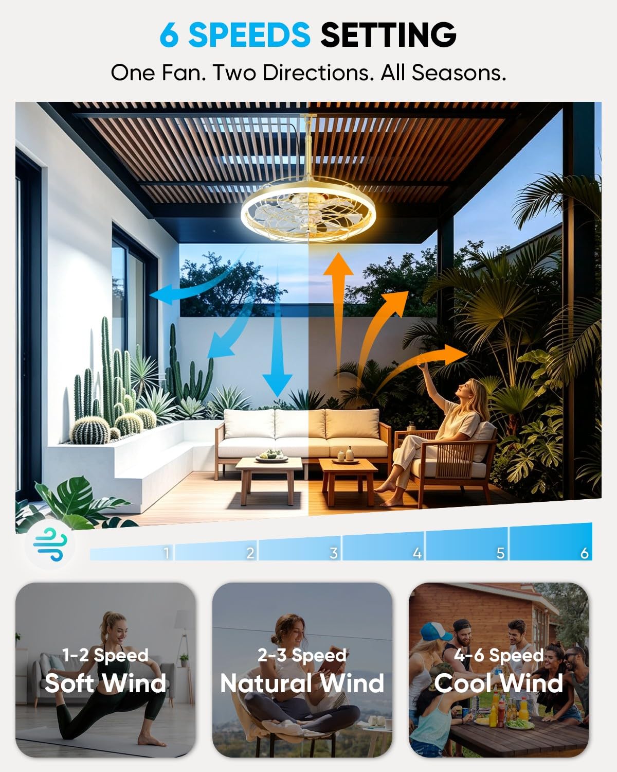 20" Gold Outdoor Ceiling Fan with Light Z90312
