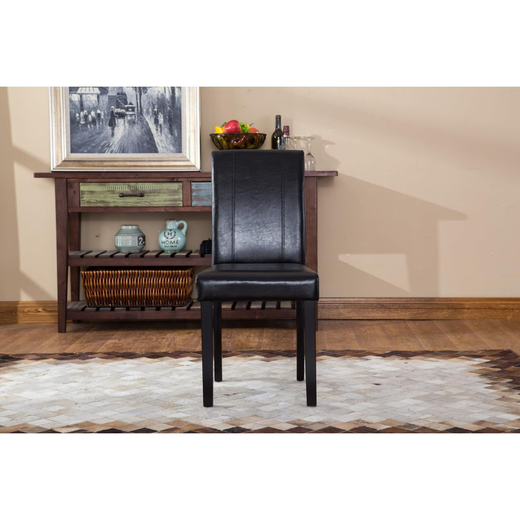 Black Faux Leather Parson Chair Set of 2 C55967