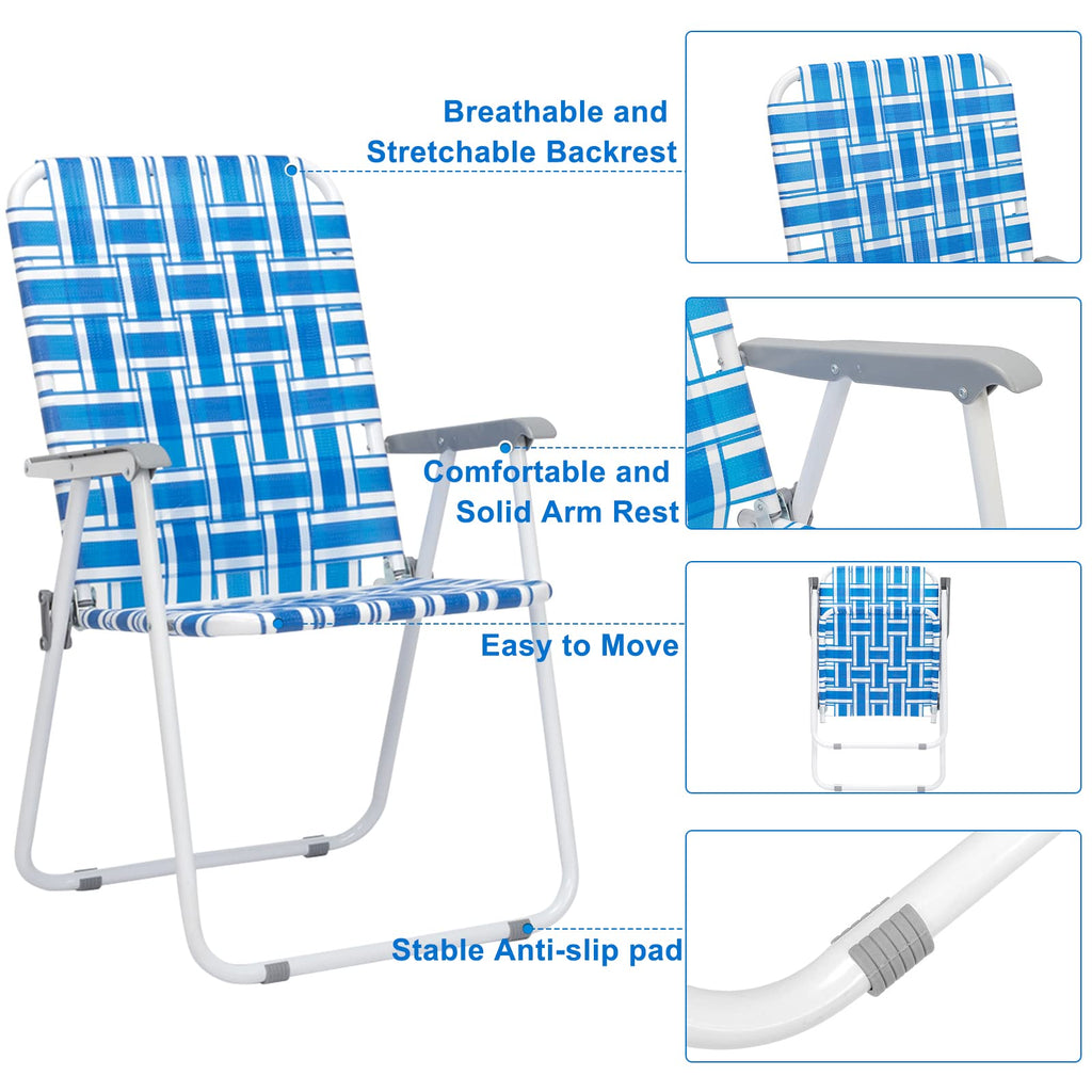 Set of 2 Blue Webbed Folding Patio Chair H801