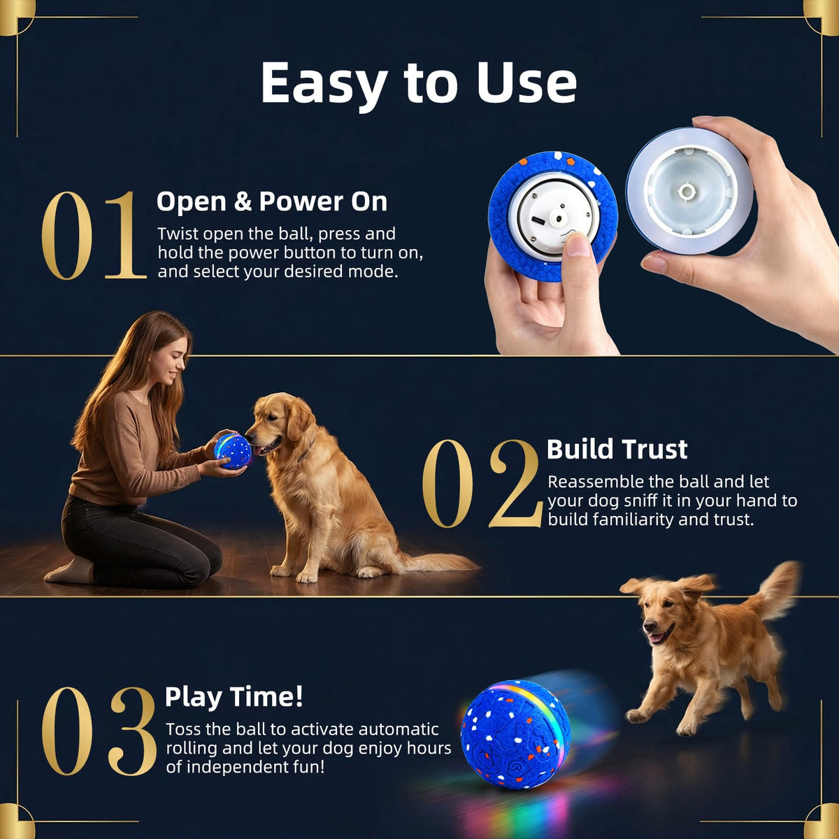 Interactive Dog Ball Toy 3 Modes K394