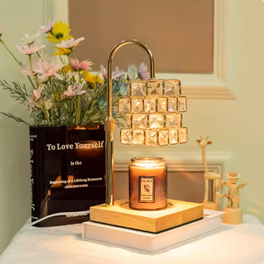 Candle Warmer Lamp with 2 Bulbs, Adjustable Dimmable Amber Glass X42023